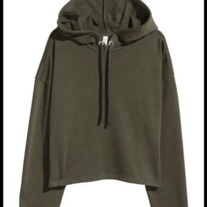Hunter green crop top hoodie